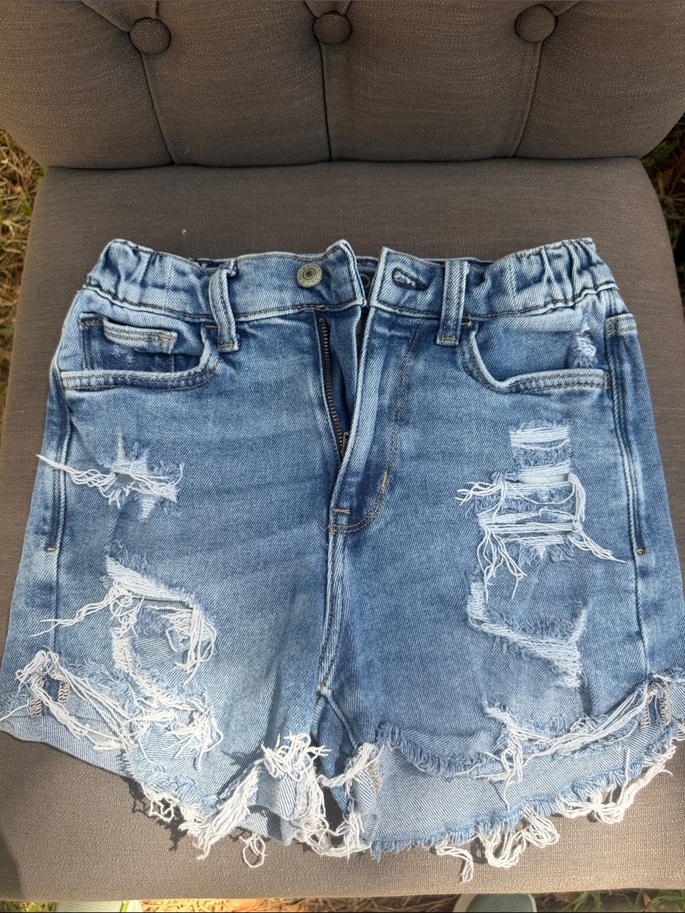 Arizona Jean Company Distressed Light Blue Denim Shorts